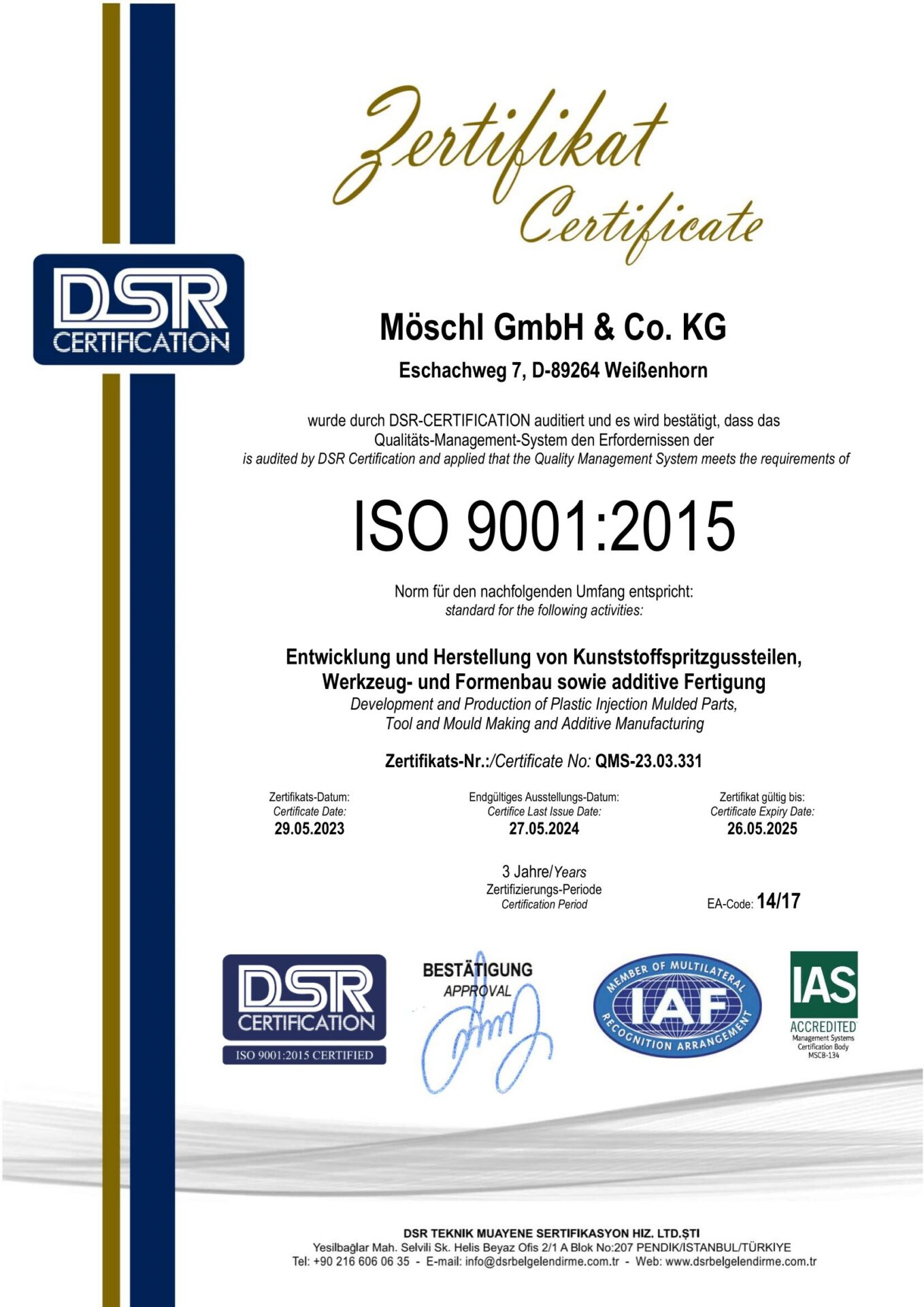 ISO 9001:2015 Zertifikat